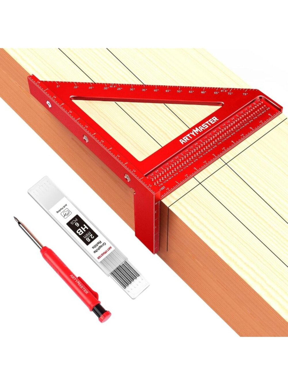 8-Inch 3D Multi-Angle Measuring Square Ruler & Precision Woodworking Tools Set